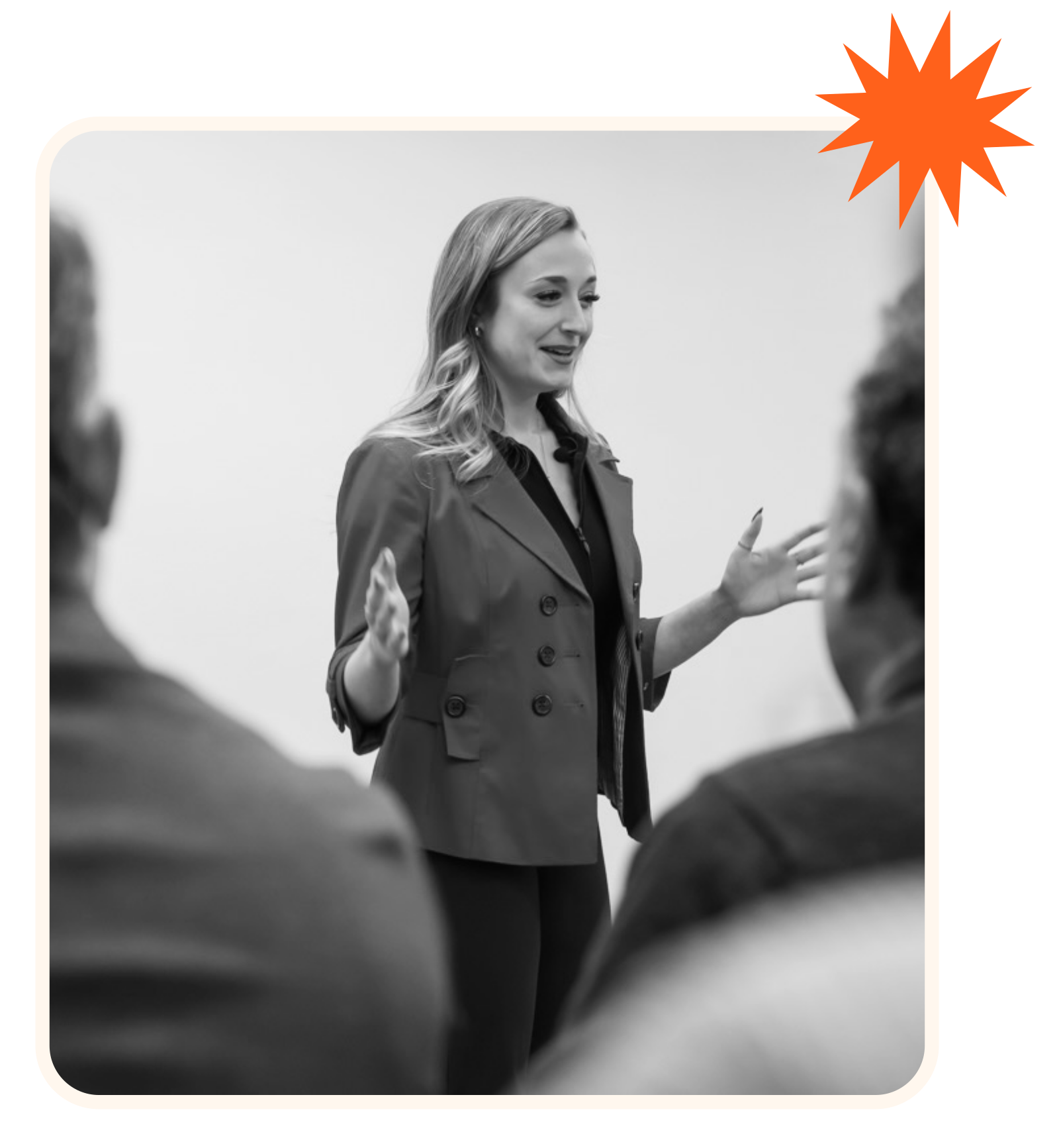 Stefanie Pinsley leading a workshop, speaking with participants.